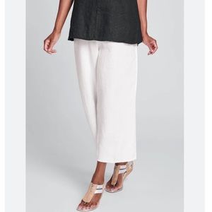 FLAX White Linen Wide Leg One Back Pocket‎ Pant B1